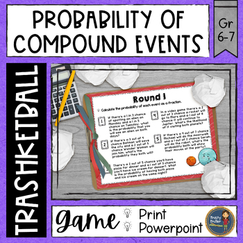 Preview of Probability of Compound Events Trashketball Math Game