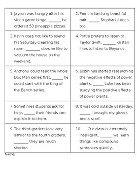 Preview of Compound Sentence Activity: Conjunction Sort, Coding, Composing