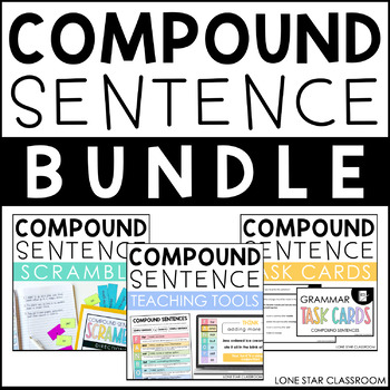 Preview of Compound Sentence BUNDLE - Task Cards, Foldable, Slideshow, and More - FANBOYS