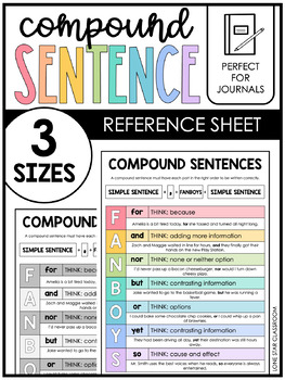 Compound Sentence Foldable - FANBOYS - Grammar Journal/Notebook