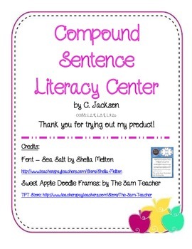 Preview of Compound Sentence Literacy Center