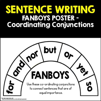 FANBOY Conjunction Definitions Posters - Grammarsaurus