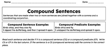 Preview of Compound Sentences