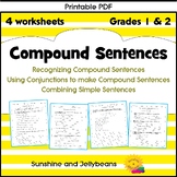 Compound Sentences and Conjunctions - 4 worksheets - Grade
