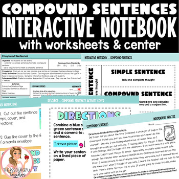 Compound Sentences Interactive Notebook by The Resourceful Teacher