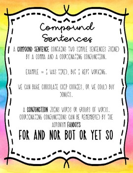 Compound Sentences Notebook Anchor Charts by The Queen Bee Teacher