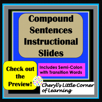 Preview of Compound Sentences Presentation Slides