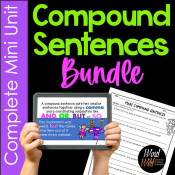 Preview of Compound Sentences Worksheets Coordinating Conjunctions Digital Resource Bundle
