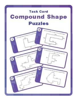Preview of Composite Compound Shape Puzzles - Task Cards - Area and Perimeter