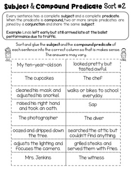 Compound Subject And Predicate Worksheets Pdf - img-go