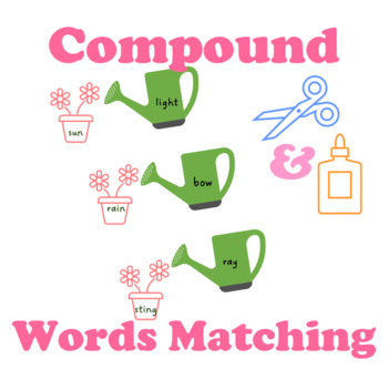 Preview of Compound Word Matching | Flower Pots & Watering Cans | Spring & Summer Activity