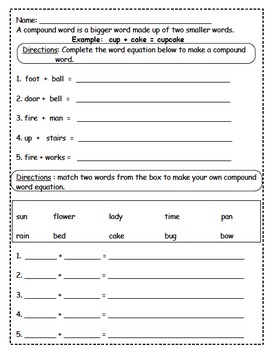 Compound Word Practice Basic Worksheet by Jaclyn Floriano | TpT