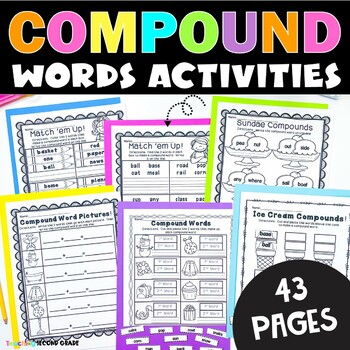 Preview of Compound Word Worksheets - No Prep Grammar Activities 1st 2nd Grade ELA Practice