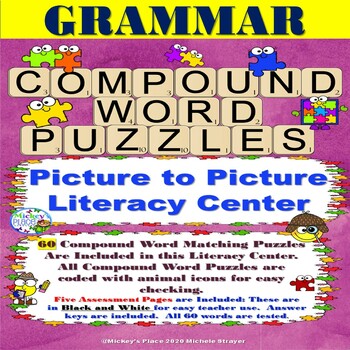 Preview of Compound Word Puzzles: Picture to Picture Literacy Center