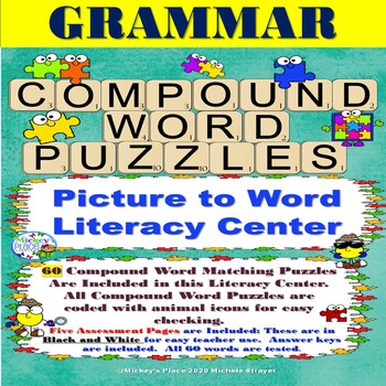 Preview of Compound Word Puzzles:  Picture to Word Literacy Center
