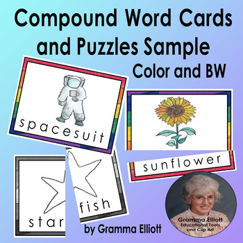 Compound Word Puzzles Sampler rhyming word cards for word rings word wall cards and pracctice
