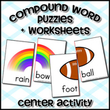 Compound Word Puzzles + Worksheets: Center Activity
