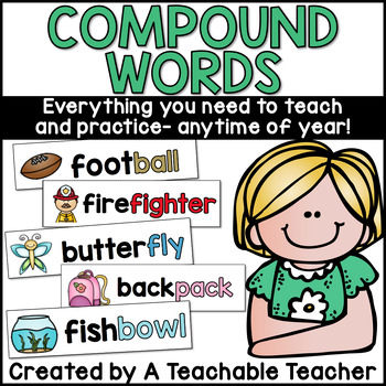 Preview of Compound Words Worksheets Picture Cards Reading Passages Games Activities