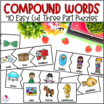 Preview of Compound Words - Easy Cut Puzzles for Vocabulary Activities or Language Centers