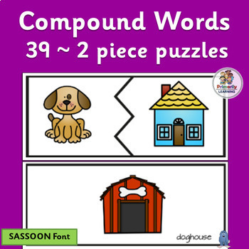 Preview of Compound Words Activities 2-piece Puzzles - Science of Reading - SASSOON Font