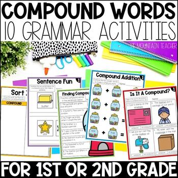 Preview of Compound Words Activities, Grammar Worksheets and Anchor Charts with Pictures