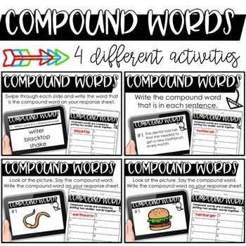 Preview of Compound Words Activities Printable or Digital for Google Classroom TPT Easel