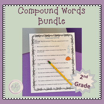 Preview of Compound Words Bundle, matching, scoot activity, worksheets, Easel, L2.4d