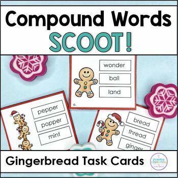 Preview of Compound Words - Christmas and Winter Gingerbread Scoot Game