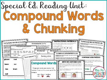Preview of Compound Words & Chunking Literacy Unit - Special Education Hands On Unit
