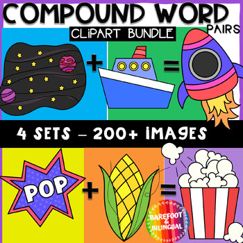 Preview of Compound Words Clipart GROWING BUNDLE **LIGHTNING DEAL** 4 Compound Words Sets