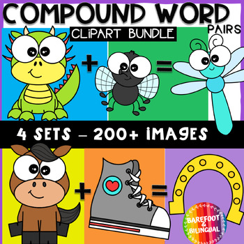 Preview of Compound Words Clipart GROWING BUNDLE **LIGHTNING DEAL** 4 Compound Words Sets