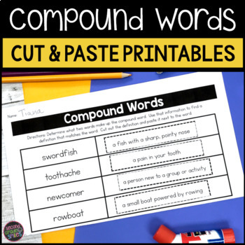 Preview of Compound Words Cut and Paste Activities - Compound Word Worksheets - 2.L.4d