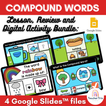Preview of Compound Words Digital Lesson, Activity & Review Presentations in Google Slides
