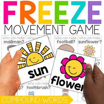 Preview of Compound Word Game | Compound Words Worksheets | FREEZE Movement Brain Break