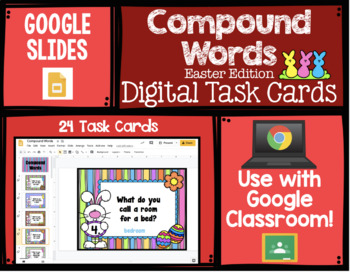 Preview of Compound Words Google Slides Digital Task Cards Distance Learning