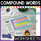 TWO Compound Words Word Search Worksheets PLUS 25 Literacy