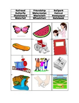 Preview of Compound Words Picture Word Sort