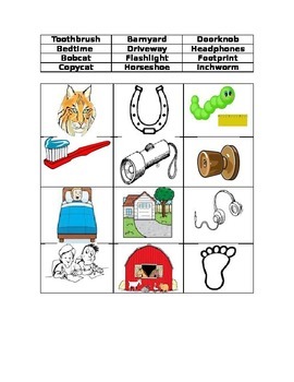 Preview of Compound Words Picture Word Sort #2