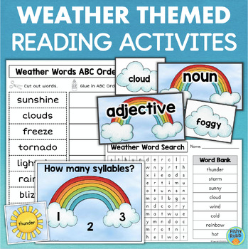 Preview of Weather Theme Compound Word Game Parts of Speech ABC Order Worksheet