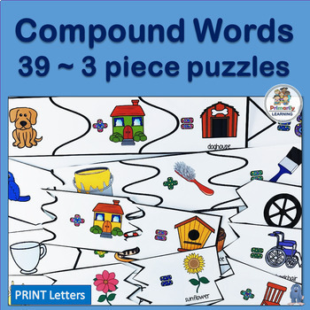 Preview of Compound Words Three-piece Puzzles align with the Science of Reading