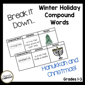 Preview of Compound Words Winter Holiday: CHRISTMAS and HANUKKAH