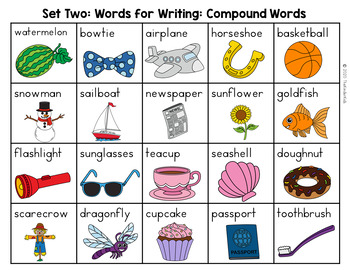 Preview of Compound Words Word List - Writing Center Set Two