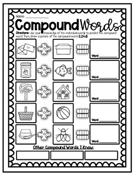 Compound Words Worksheet by Kendra's Kreations in 2nd Grade | TpT