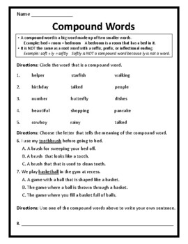 compound words worksheets 5th grade
