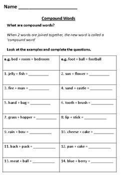 Compound Words - Worksheet Pack by SiDash Teaching | TpT