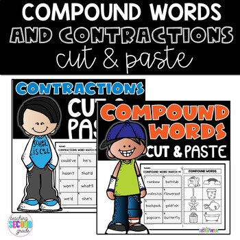 Preview of Compound Words Worksheets | Contractions Cut and Paste