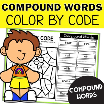 Preview of Compound Words Worksheets | ELA Activities Color by Code Morning or Busy Work