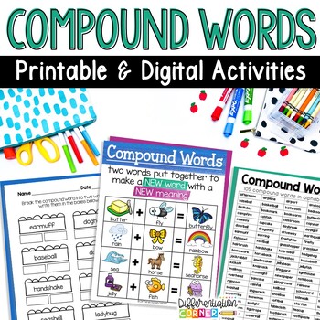 Preview of Compound Words Worksheets & Games Digital & Printable Science of Reading