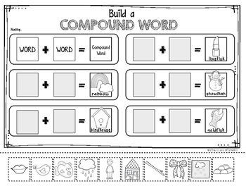 compound words with pictures for kindergarten