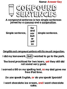 Compound vs Simple Sentences by Littles Learning Lots | TPT